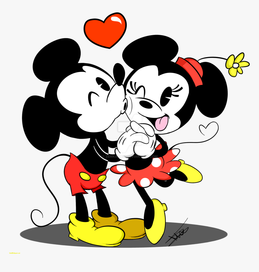 Clip Art Collection Of Free Drawing - Mickey Mouse Kiss Minnie Mouse Drawing, HD Png Download, Free Download