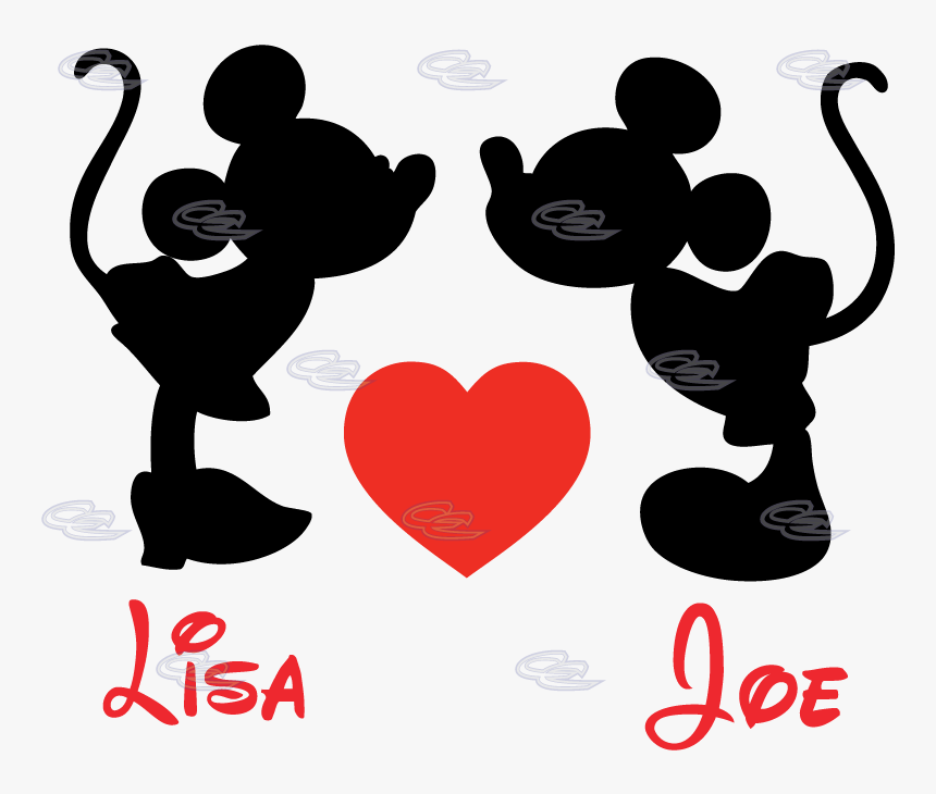 Mickey And Minnie Mouse Silhouette Group - Minnie Und Mickey Mouse Kiss, HD Png Download, Free Download