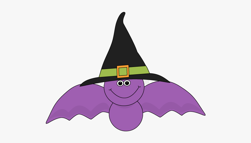 Witch Hat Clipart Cute Halloween Black And Transparent - Bat With A Hat Clipart, HD Png Download, Free Download
