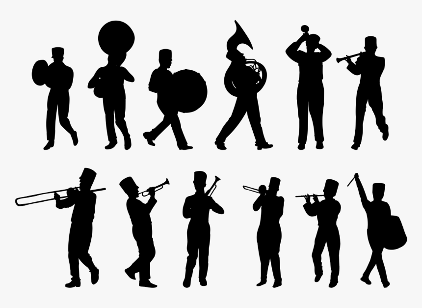 Silhouette Marching Band Musical Ensemble - Silhouette Marching Band Clipart, HD Png Download, Free Download