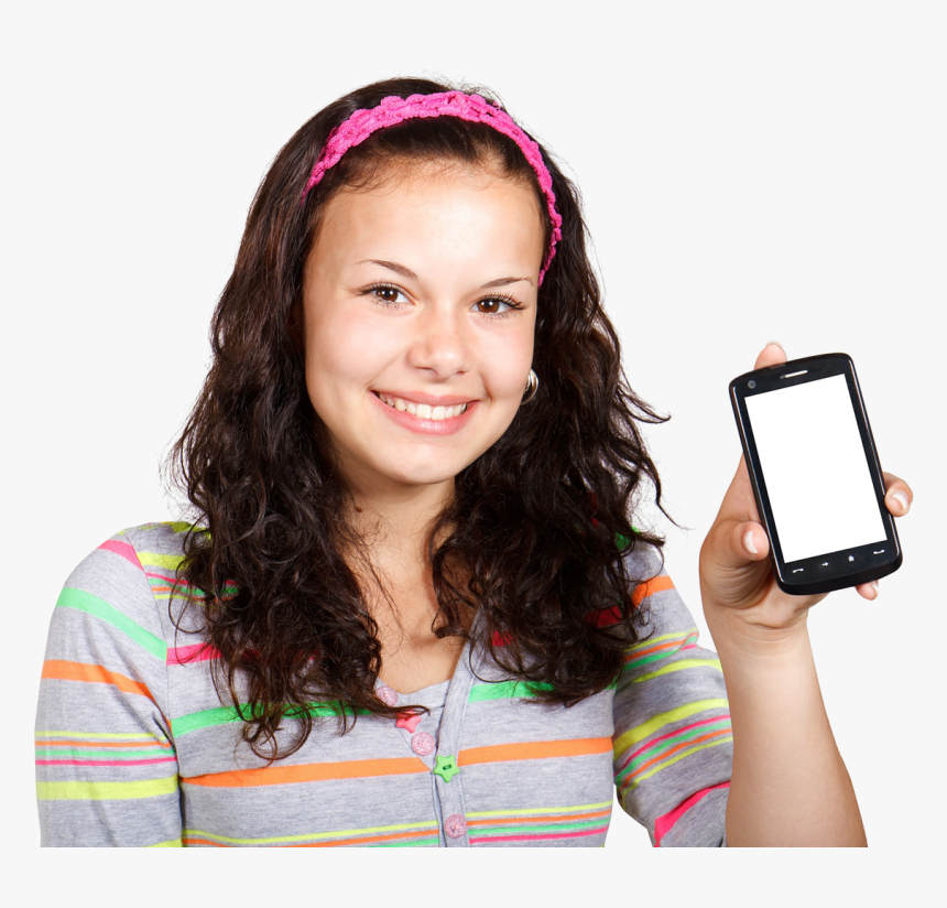 Girl With Mobile Phone Png Image - Girl With Mobile Png, Transparent Png, Free Download