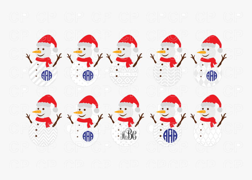 Snowman Bundle Cut Files Christmas Clipart By Transparent - Line Of Snowman Clipart, HD Png Download, Free Download