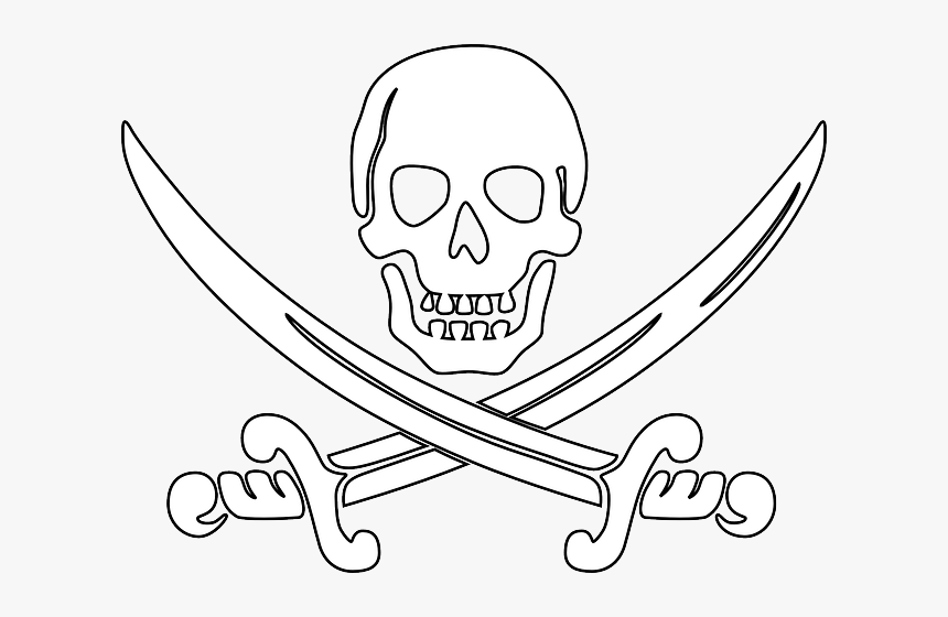 Pirate, Skull, Outline, Sword, Swords, Death"s Head - Anne Bonny's Pirate Flag, HD Png Download, Free Download