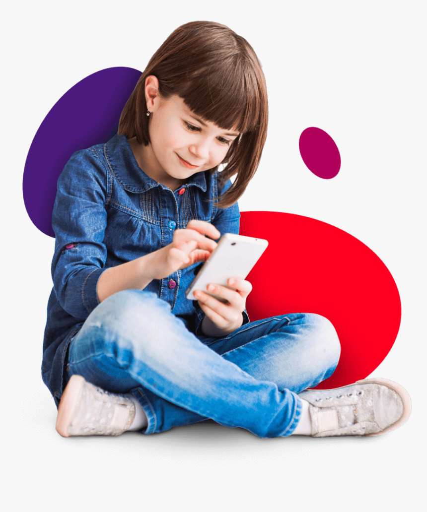 Kid Using Mobile Phone On Colourful Background - Mobile Using Kid, HD Png Download, Free Download