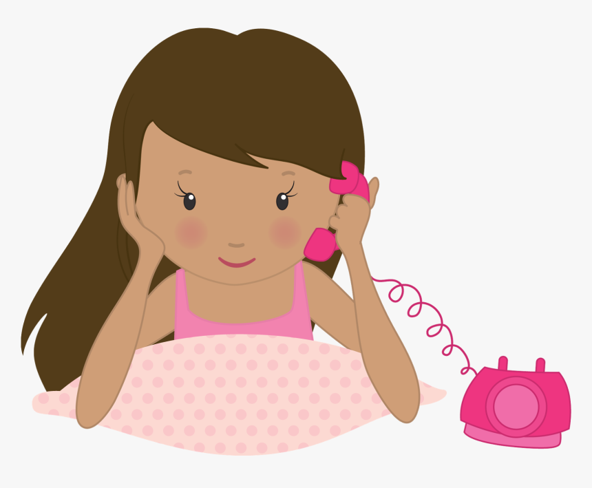 Girls At Phone Clip Art - Festa Do Pijama Png, Transparent Png, Free Download