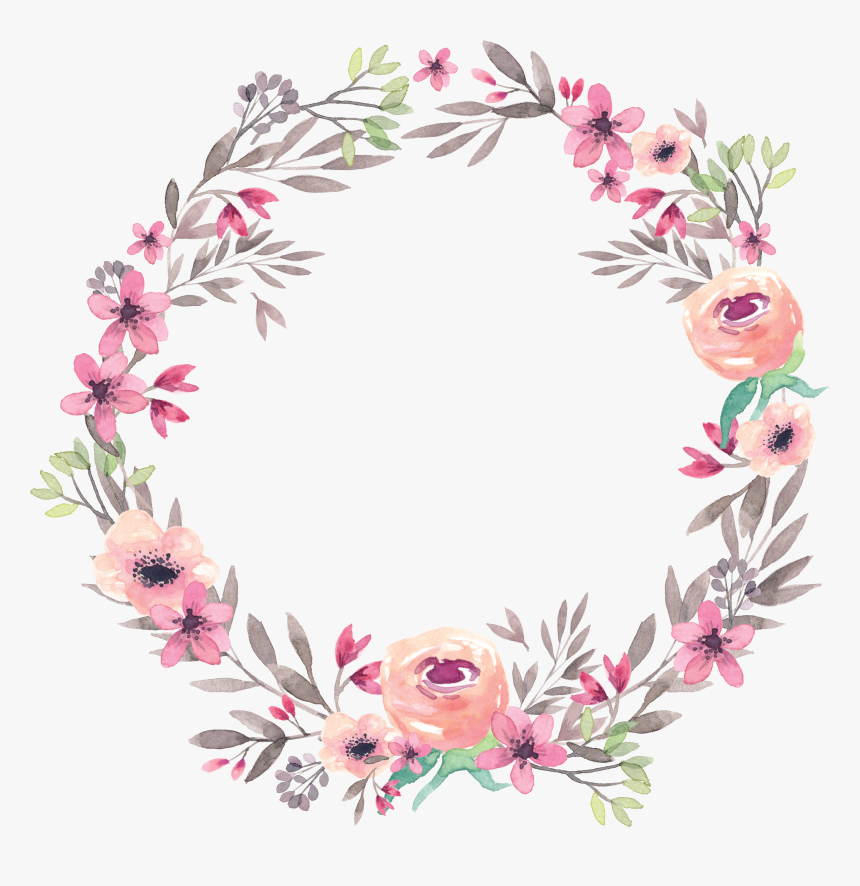Watercolor Wreath Flower Png - Flower Wreath, Transparent Png, Free Download