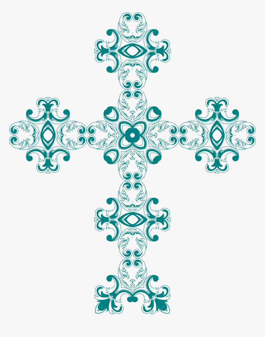 Transparent Vintage Floral Png - Clip Art Cross Blue Flowers, Png Download, Free Download