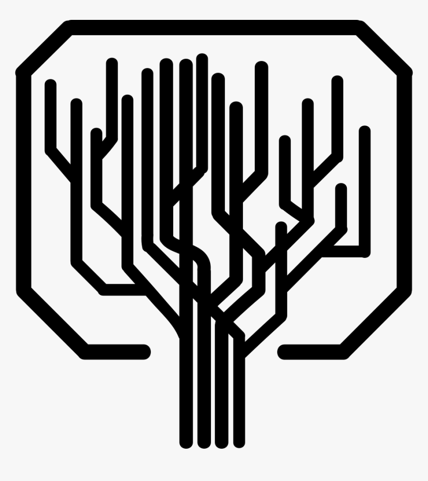 Tree Shape Of Straight Lines Like A Computer Printed - Straight Lines Tree, HD Png Download, Free Download