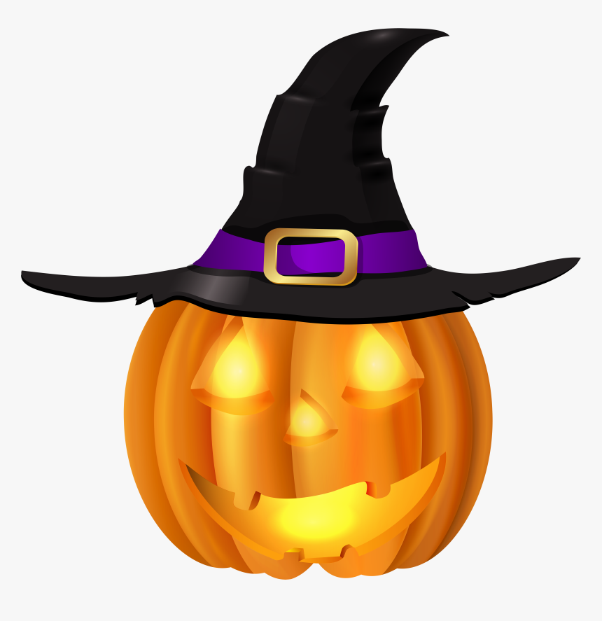 Transparent Pumpkin Clip Art - Pumpkin With Witch Hat, HD Png Download, Free Download