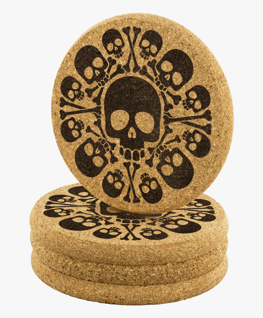 Skull & Bones Round Cork Coaster - Circle, HD Png Download, Free Download