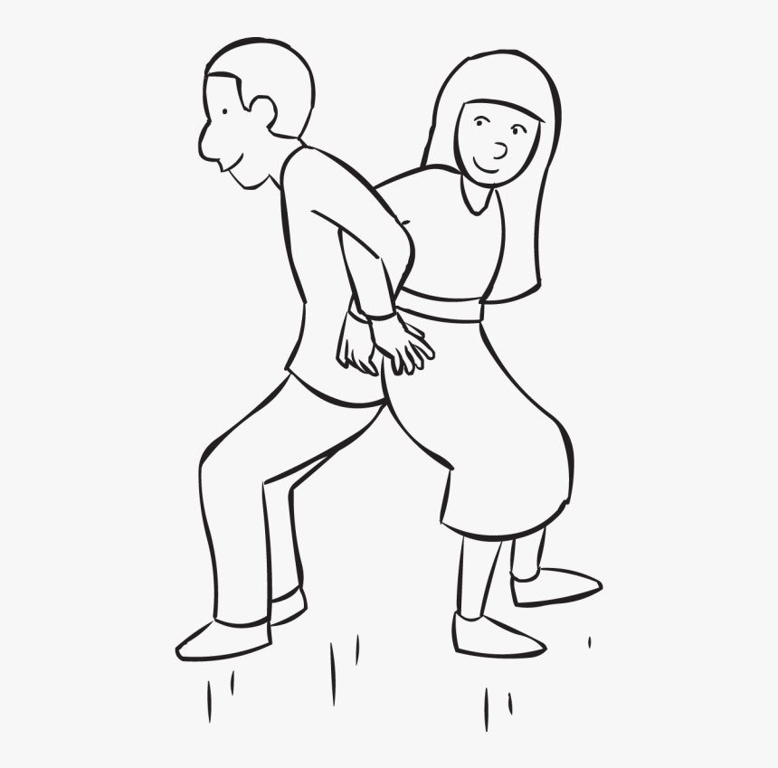 Two People Standing Back To Back And Linking Elbows - Line Art, HD Png Download, Free Download