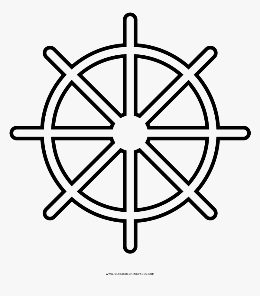 Ship Wheel Coloring Page - Ship Wheel Outline, HD Png Download, Free Download