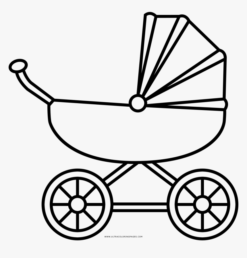 Baby Carriage Coloring Page - Simple Baby Carriage Drawing, HD Png Download, Free Download