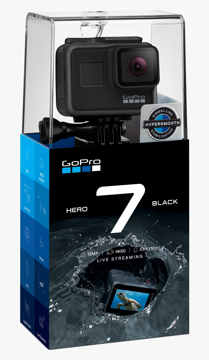 Camara Gopro Hero 7 Black 12mp 4k60 33ft Live Streaming, HD Png Download, Free Download