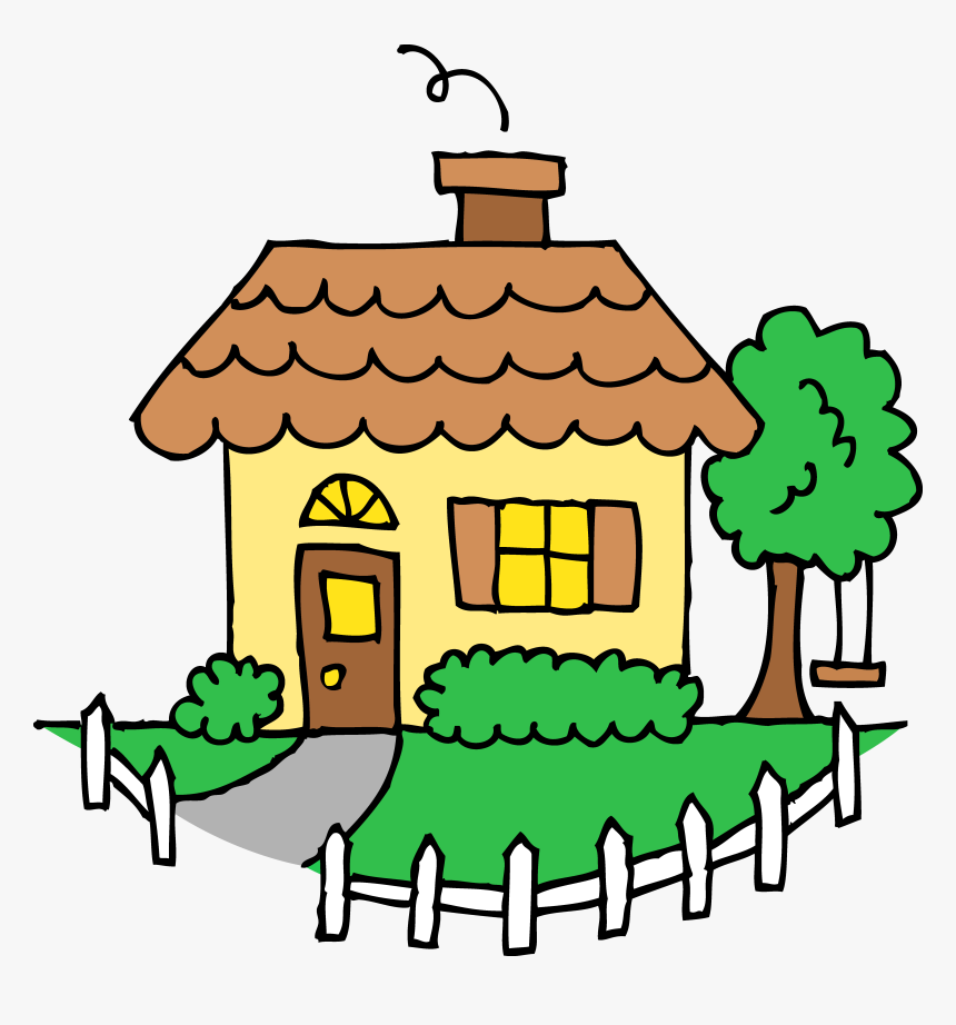 Transparent Outside Clipart - White Picket Fence House Drawing, HD Png Download, Free Download