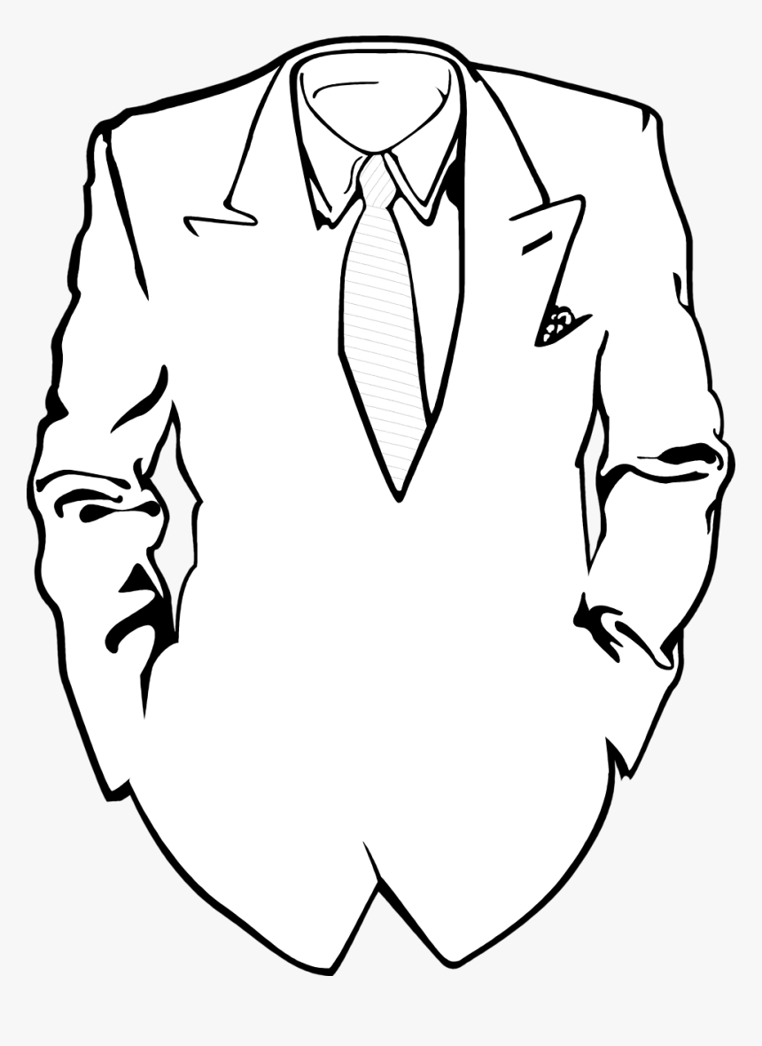 Drawn Bow Tie Easy Draw - Suit And Tie Line Art, HD Png Download, Free Download