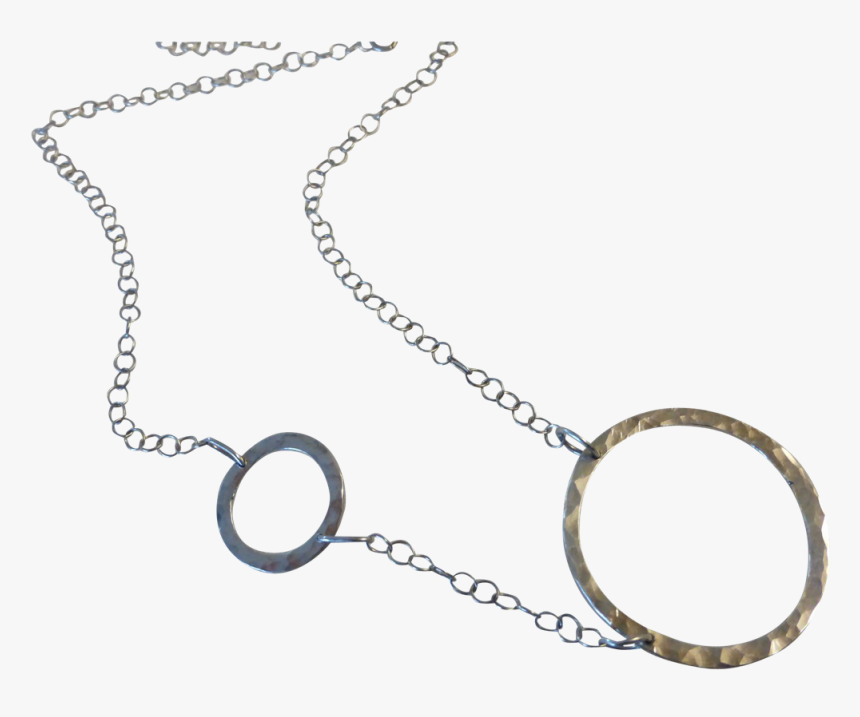 Vintage Sterling Silver Double Circle Modernist Necklace - Chain, HD Png Download, Free Download