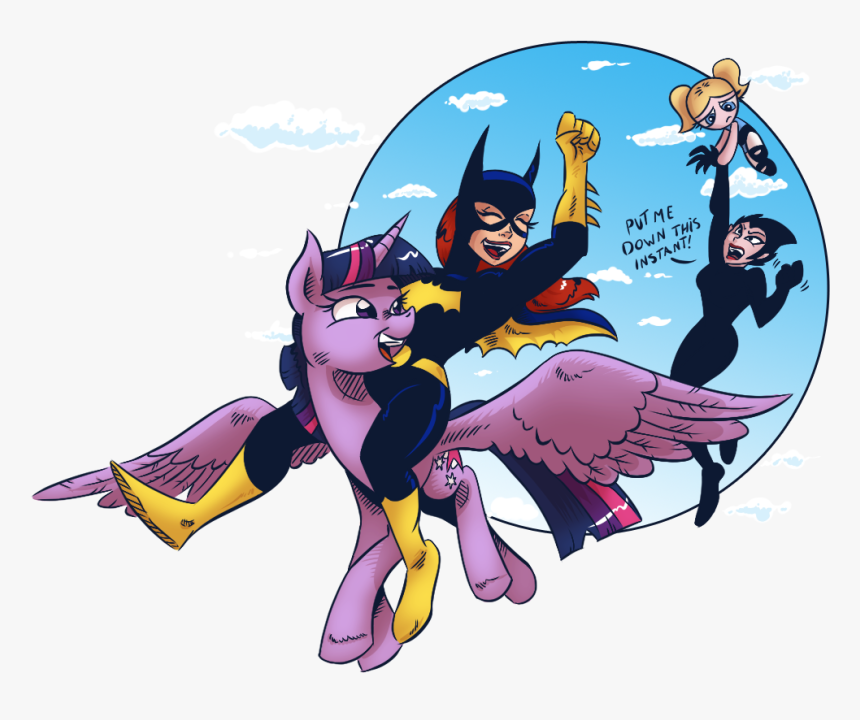 Saturdaymorningproj, Ashi, Batgirl, Bubbles , Crossover, - My Little Pony League Of Justice, HD Png Download, Free Download