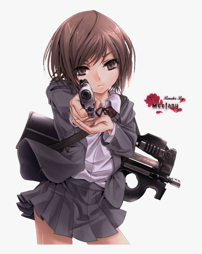 Sad Anime Girl Gun Png Download Anime Girl Holding Gun Transparent Png Kindpng