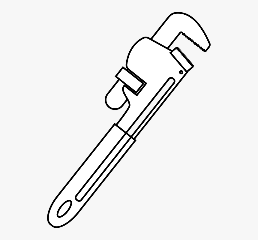 Wrench, Grip, Tool, Spanner - Pipe Wrench Clipart Black And White, HD Png Download, Free Download
