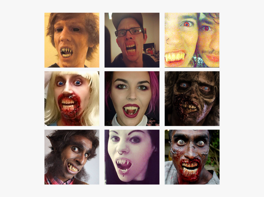 Transition Dentures, Monster Teeth, Vampfangs, Vampire - Collage, HD Png Download, Free Download