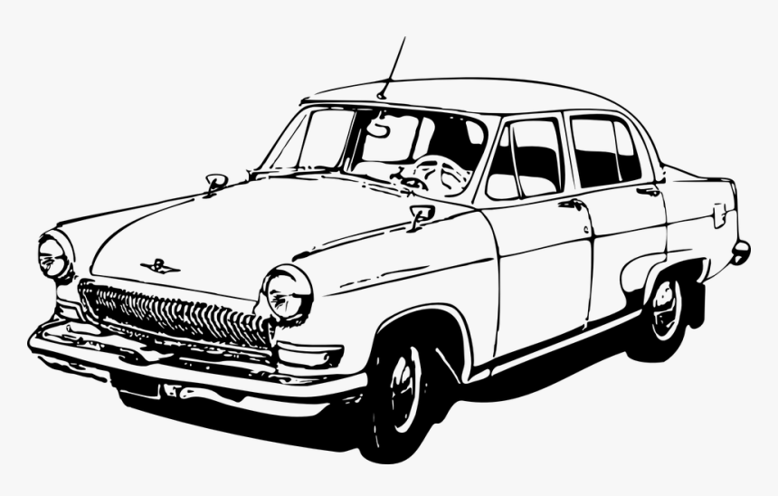 Volga, Car, Classic Car, Vintage Car, Soviet Union - Old Car Clipart Black And White, HD Png Download, Free Download