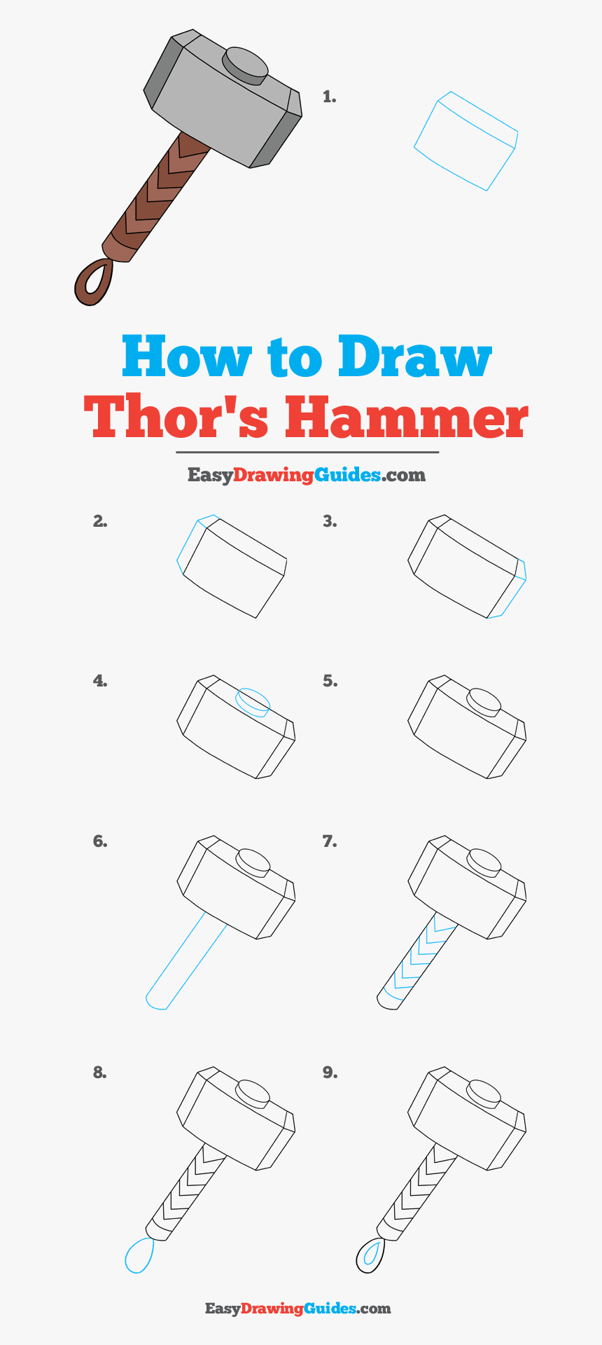 How To Draw Thor"s Hammer - Easy Thor Hammer Drawing, HD Png Download, Free Download
