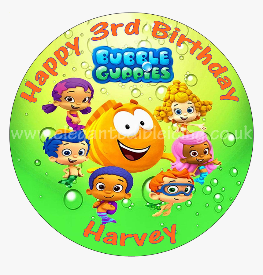 Bubble Guppies Green Personalised Edible Round Cake - Bubble Guppies, HD Png Download, Free Download