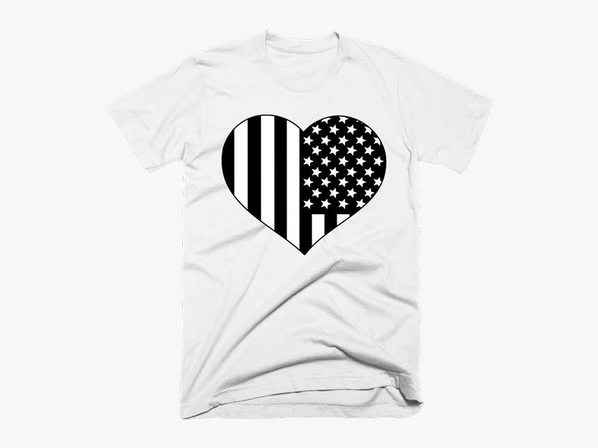 Black And White American Flag Heart Shirt - Dope As Fuck Shirt, HD Png Download, Free Download