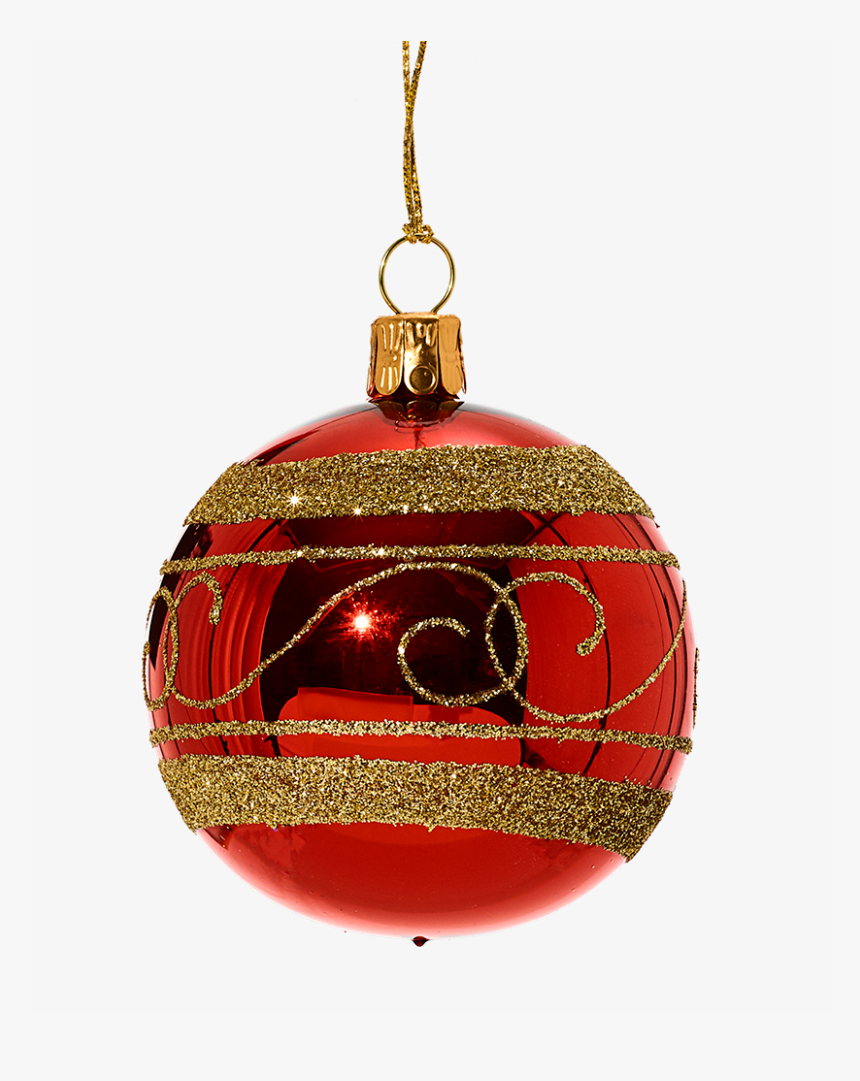 Glass Bauble Red With Golden Decor, 6cm - Christmas Ornament, HD Png Download, Free Download