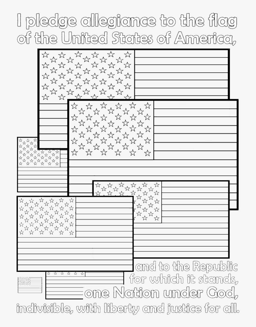 American Flag Pledge Of Allegiance Coloring Page - Coloring Book, HD Png Download, Free Download