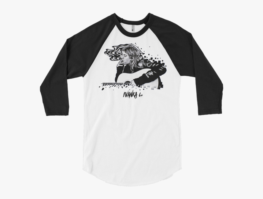 Kurt Cobain Smoking 3/4 Sleeve Crew T-shirt - Funny Softball Catcher Shirts, HD Png Download, Free Download