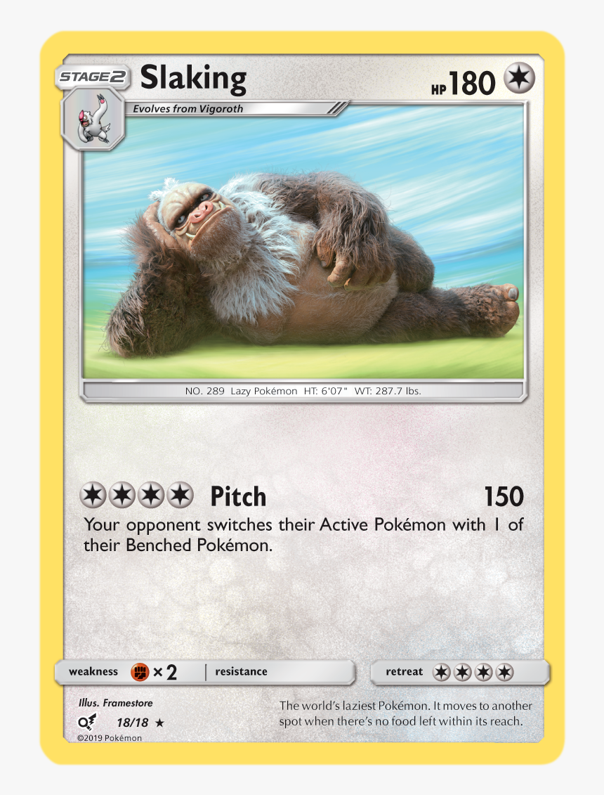 Slaking - 18/18 - Rare - Detective Pikachu Movie Pokemon Cards, HD Png Download, Free Download