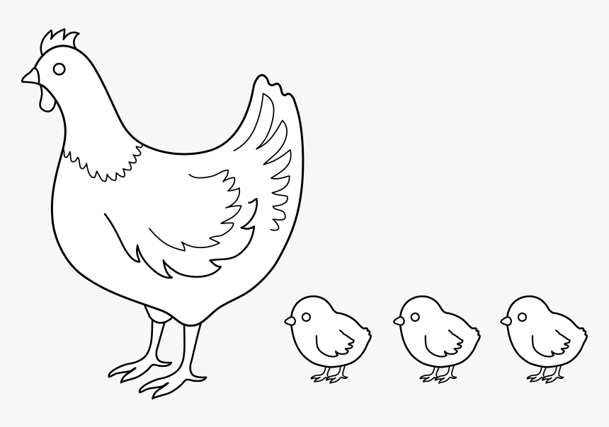 Hen And Chicks Coloring Page - Coloring Book, HD Png Download, Free Download