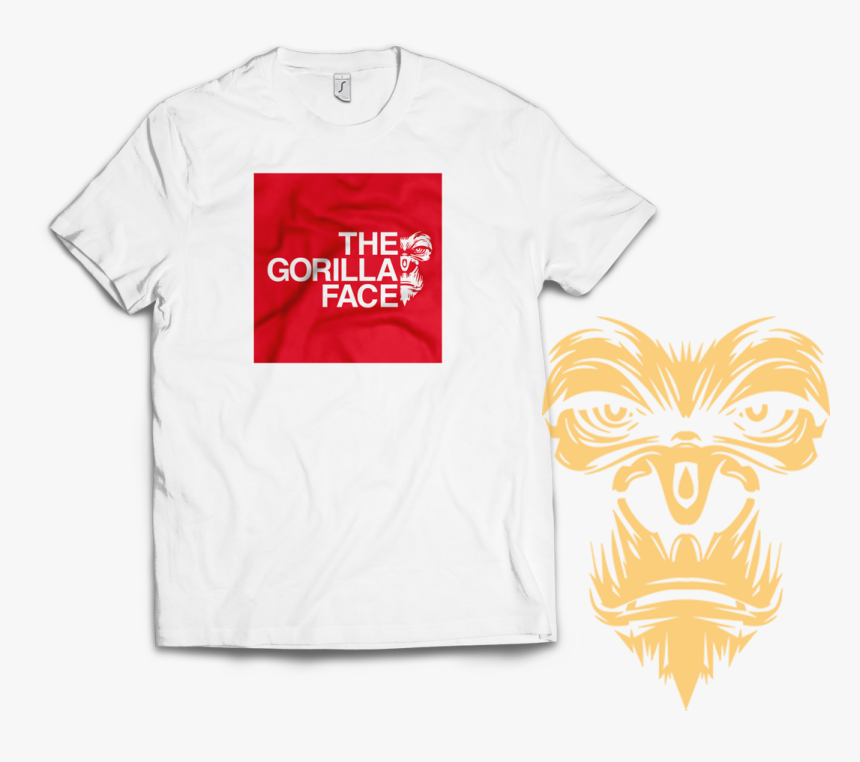 The Gorilla Face T Shirt White/red - Gorilla Face Black And White, HD Png Download, Free Download