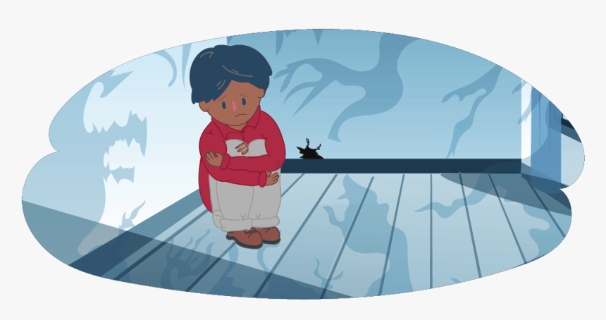 Little Boy Sitting Alone In A Room Surrounded By Shadows - Cartoon, HD Png Download, Free Download