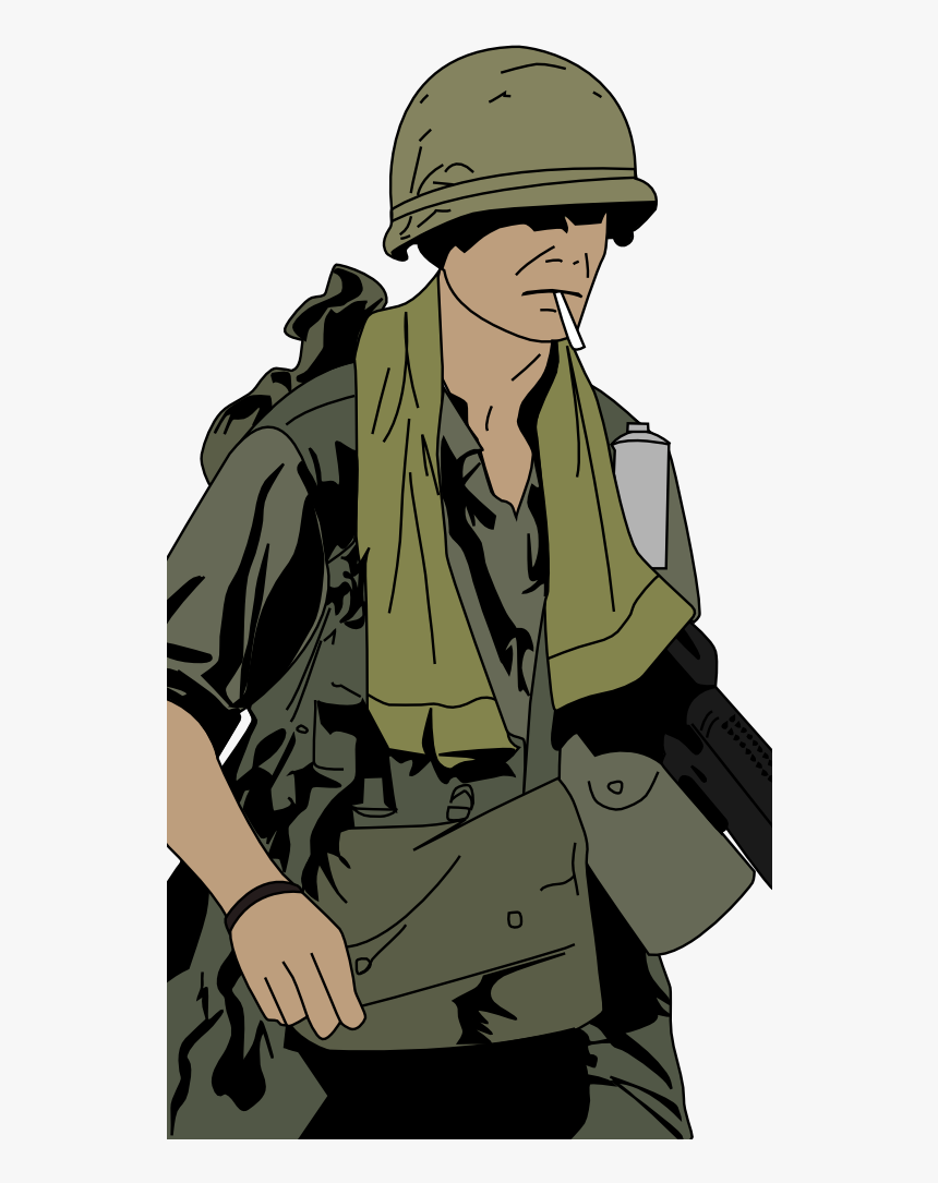 Military Clipart Transparent - American Soldier Vietnam Cartoon, HD Png Download, Free Download