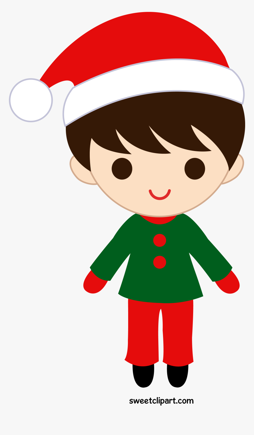 Christmas Boy With Santa - Boy And Girl Christmas Clipart, HD Png Download, Free Download