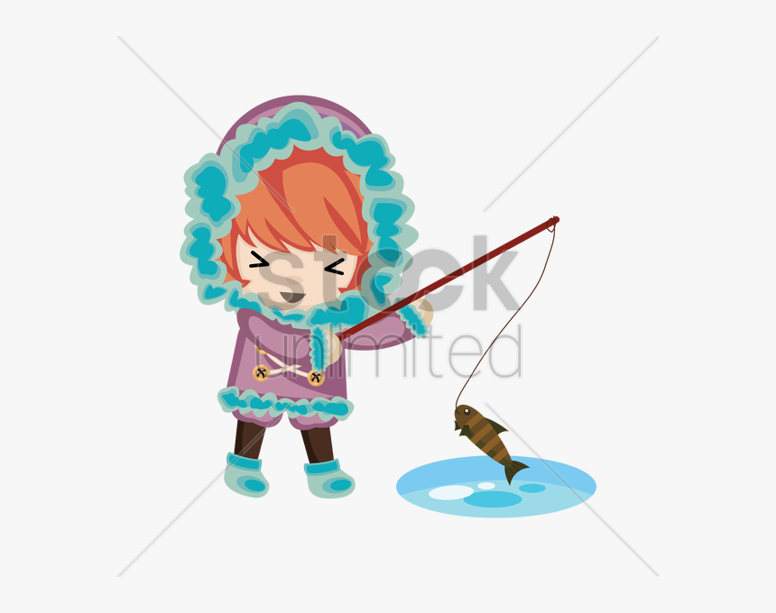 Little Girl Clipart Fishing Png - Little Girl Fishing Cartoon, Transparent Png, Free Download