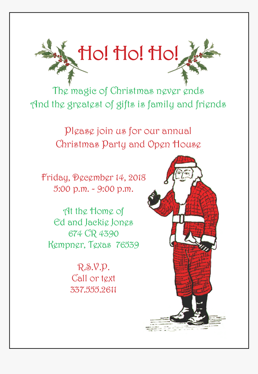 Christmas Holiday Party Invitation - Christmas Party Invitation Wordings, HD Png Download, Free Download