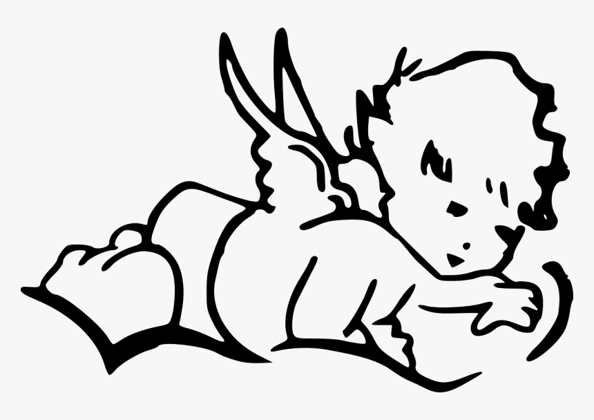 Baby Angel, Small, Boy, Angel, Silhouette, Little - Baby Angel Png Black And White, Transparent Png, Free Download