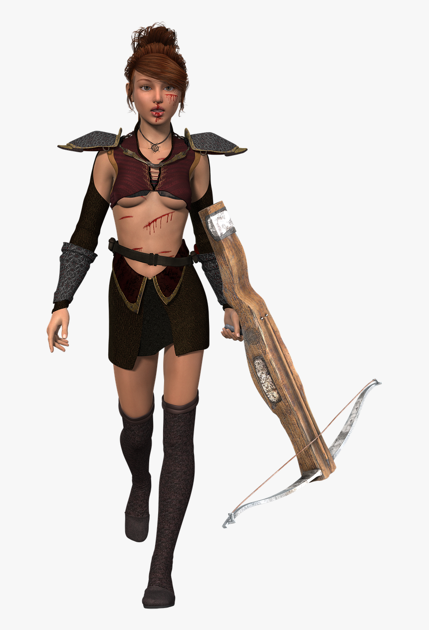 Woman, Warrior, Amazone, Heroine, Crossbow - Heroine Amazone, HD Png Download, Free Download