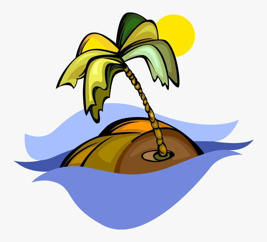 Vector Illustration Of Deserted Tropical Island With - Ilha Vetor Png, Transparent Png, Free Download