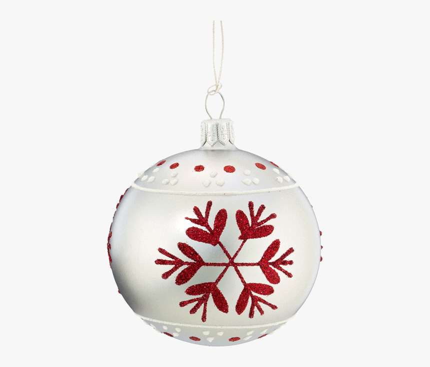 Glass Bauble Grey With Red Flakes, - Boules De Noel Blanches, HD Png Download, Free Download