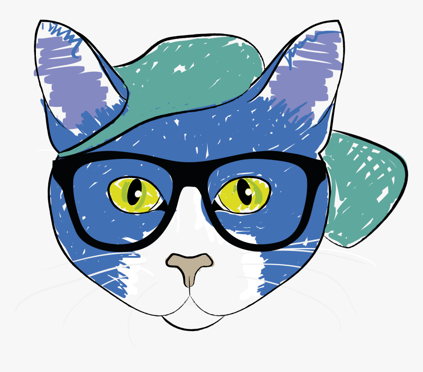 Cat Wearing Glasses Clip Arts - Cat With Glasses Transparent, HD Png Download, Free Download