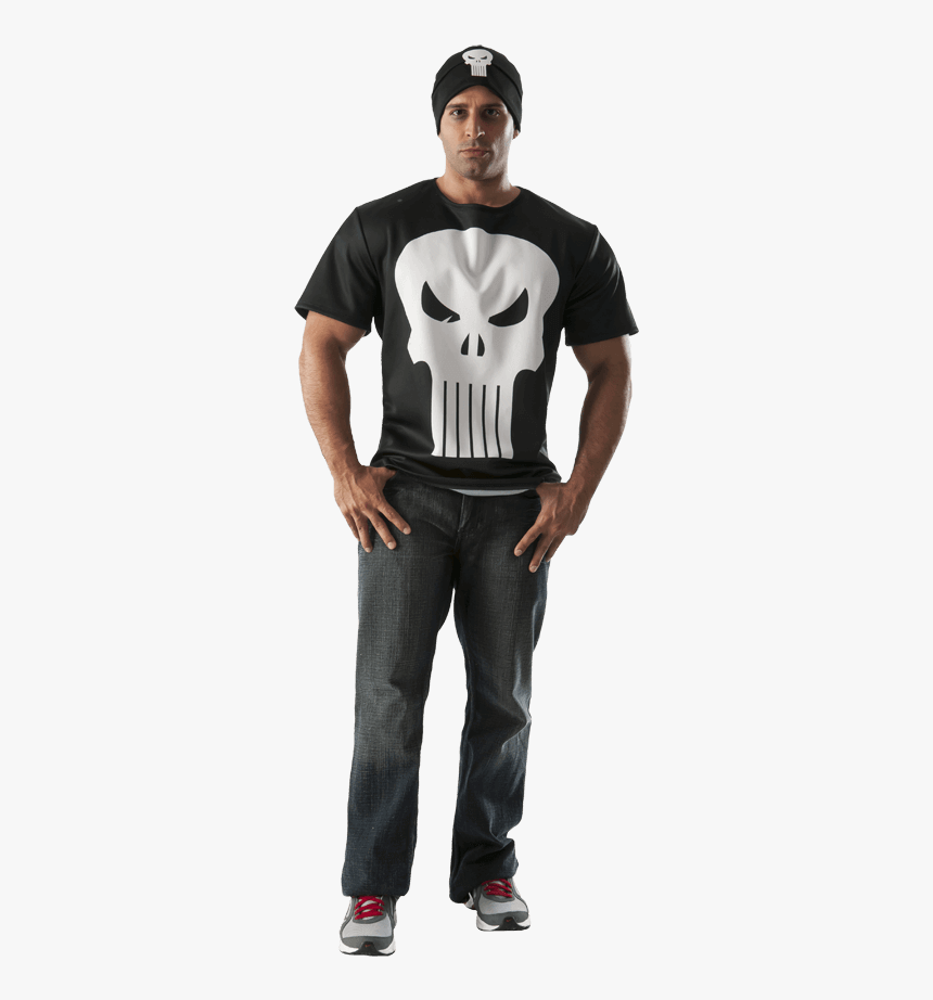 Adult Punisher Costume Top And Hat - Disfraces De Marvel Para Hombre, HD Png Download, Free Download