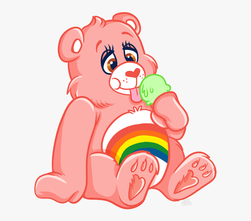 Cheer Bear Eating Ice Cream By Niwinoodle - Carebear Eating Ice Cream, HD Png Download, Free Download