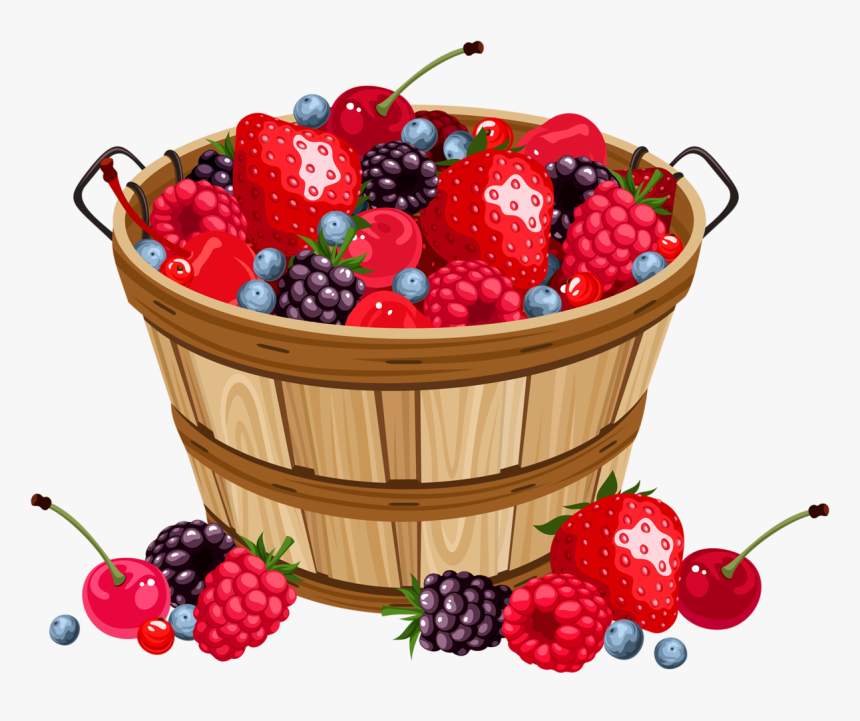 Berries In Basket Clipart - Basket Of Berries Clipart, HD Png Download, Free Download