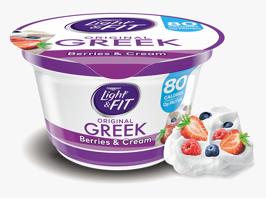 Berries And Cream Greek Nonfat Yogurt - Dannon Light & Fit Salted Caramel, HD Png Download, Free Download