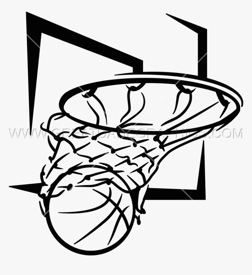 Transparent Basketball Hoop Clipart Png - Basketball Hoop With Net Drawing, Png Download, Free Download